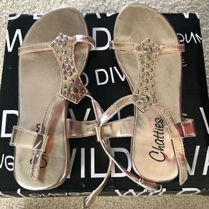 NWOT Chatties Lightweight Studded Copper Sandals
